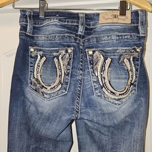 Miss Me Horseshoe Goddess Mid Rise Boot Cut Jeans Size 27/34